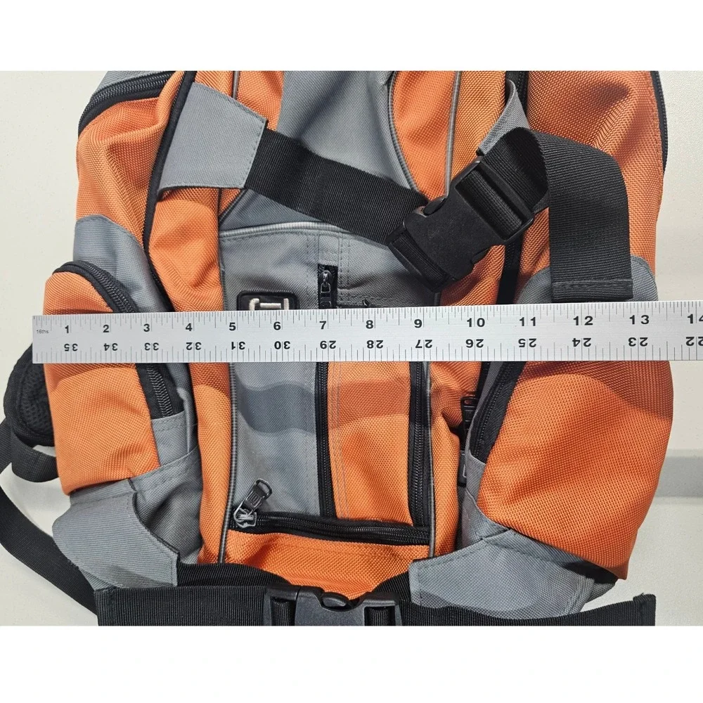 Ful Backpack Orange Grey Multi Pocket Padded Tech Bag Gorpcore Rugged Canvas
